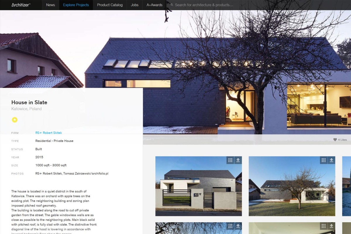 Schiefer-Haus des Ateliers RS+  auf dem Portal ”Architizer”